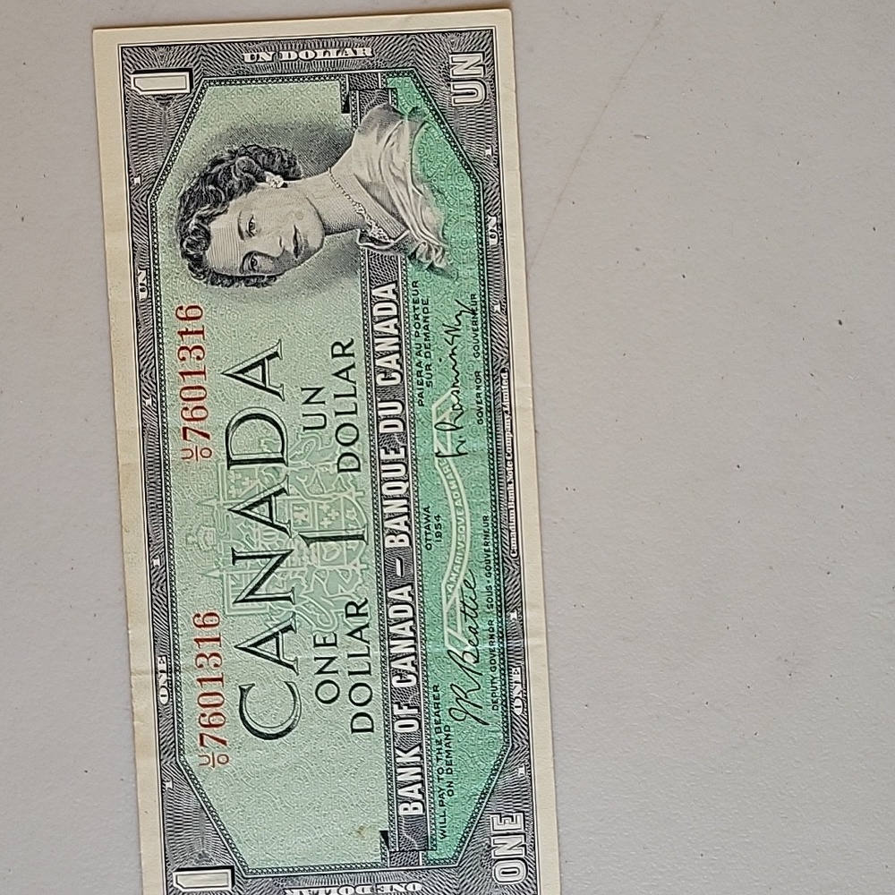 Canadian One Dollar Bill - 1954